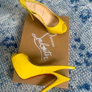 Canary Louboutin platform sling back pump